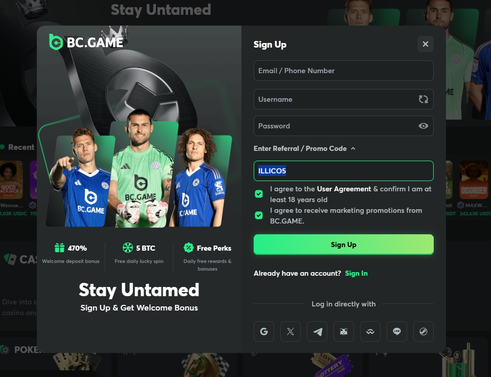 BC Game - €5 Free
